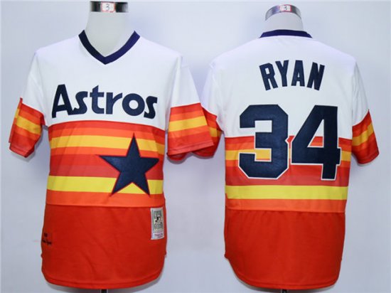Houston Astros #34 Nolan Ryan Cooperstown Collection Throwback Orange Jersey