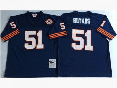 Chicago Bears #51 Dick Butkus Throwback Blue Jersey