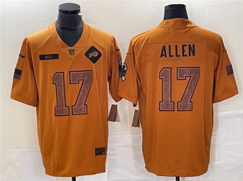 Buffalo Bills #17 Josh Allen 2023 Brown Salute To Service Limited Jersey