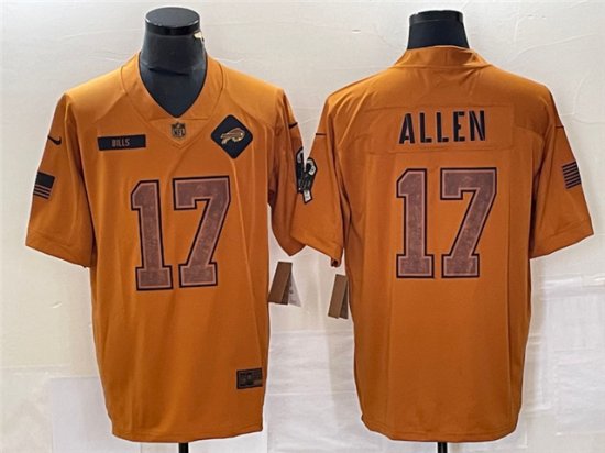 Buffalo Bills #17 Josh Allen 2023 Brown Salute To Service Limited Jersey