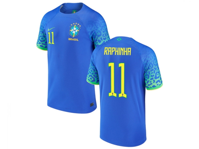 National Brazil #11 RAPHINHA Away Blue 2022/23 Soccer Jersey - Click Image to Close