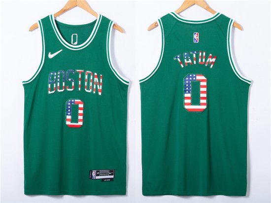 Boston Celtics #0 Jayson Tatum Green US Flag Number Swingman Jersey