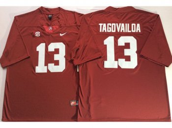 NCAA Alabama Crimson Tide #13 Tua Tagovailoa Red College Football Jersey