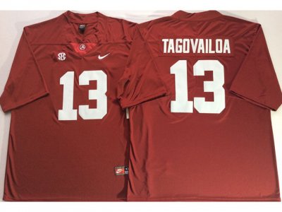 NCAA Alabama Crimson Tide #13 Tua Tagovailoa Red College Football Jersey