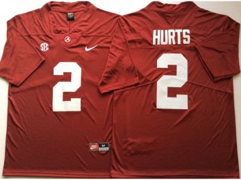 NCAA Alabama Crimson Tide #2 Jalen Hurts Red College Football Jersey