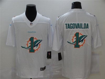 Miami Dolphins #1 Tua Tagovailoa White Shadow Logo Limited Jersey