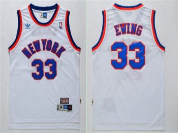 New York Knicks #33 Patrick Ewing White Hardwood Classics Jersey