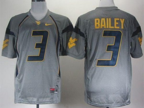 NCAA West Virginia Mountaineers #3 Stedman Bailey Gray Jersey