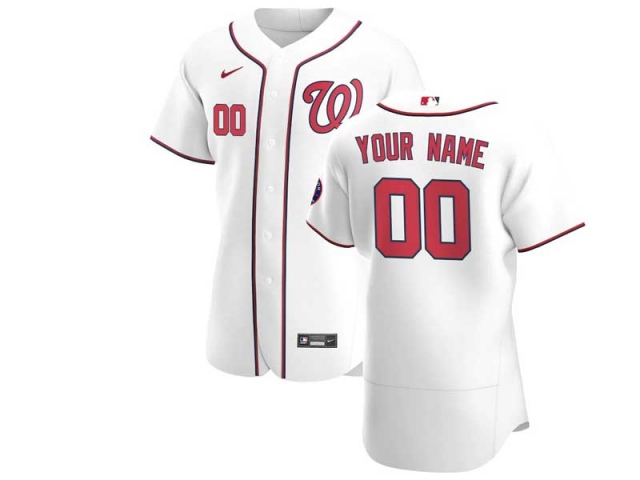 Washington Nationals Custom #00 Home White Flex Base Jersey - Click Image to Close