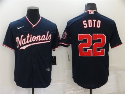 Washington Nationals #22 Juan Soto Navy Cool Base Jersey