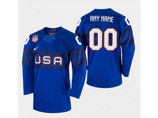 NHL Team USA Cutom #00 Away Navy 2022 Beijing Winter Olympics Jersey