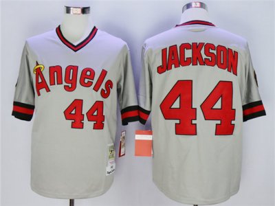 Los Angeles Angels #44 Reggie Jackson Throwback Gray Jersey
