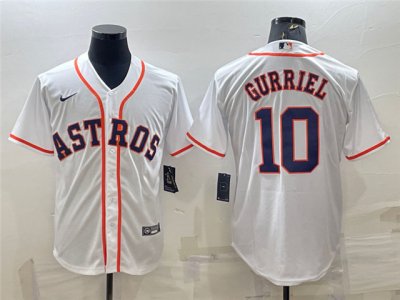 Houston Astros #10 Yuli Gurriel White Cool Base Jersey