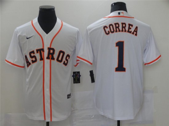 Houston Astros #1 Carlos Correa White Cool Base Jersey