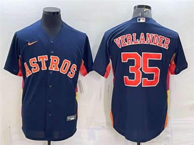 Houston Astros #35 Justin Verlander Navy Cool Base Jersey