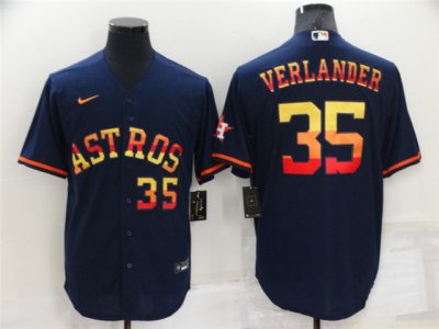 Houston Astros #35 Justin Verlander Navy/Rainbow Cool Base Jersey