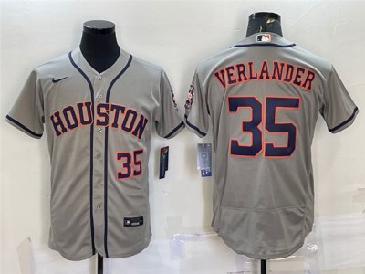 Houston Astros #35 Justin Verlander Gray Flex Base Jersey