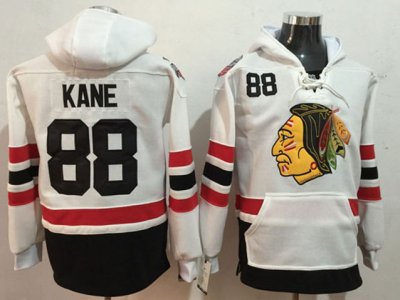 Chicago Blackhawks #88 Patrick Kane White One Front Pocket Hoodie Jersey
