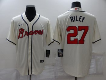 Atlanta Braves #27 Austin Riley Cream Cool Base Jersey