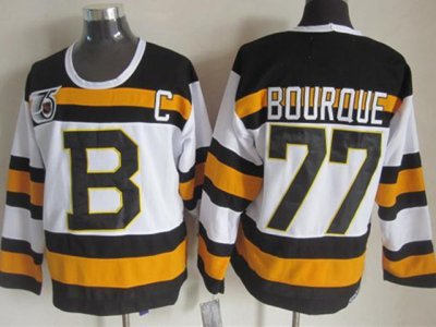 Boston Bruins #77 Ray Bourque 1992 Vintage CCM 75th White Jersey