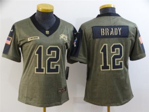 Women's Tampa Bay Buccaneers #12 Tom Brady 2021 Olive Salute To Service Limited Jersey