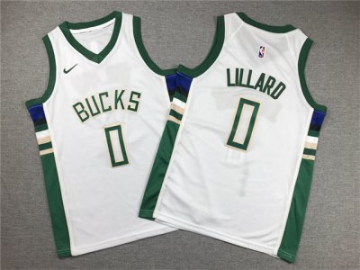 Youth Milwaukee Bucks #0 Damian Lillard White Swingman Jersey