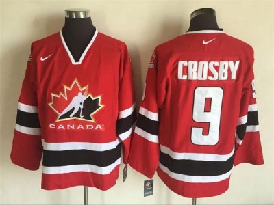 2002 Winter Olympics Team Canada #9 Sidney Crosby CCM Vintage Red Hockey Jersey