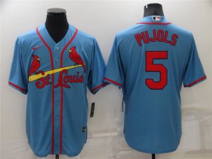St. Louis Cardinals #5 Albert Pujols Light Blue Cool Base Jersey