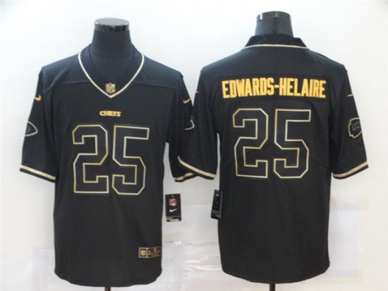 Kansas City Chiefs #25 Clyde Edwards-Helaire 2020 Black Gold Vapor Limited Jersey