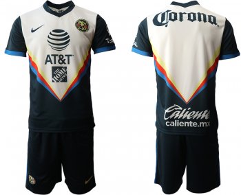 20/21 Club America Blank Away Black&White Short Sleeve Soccer Jersey