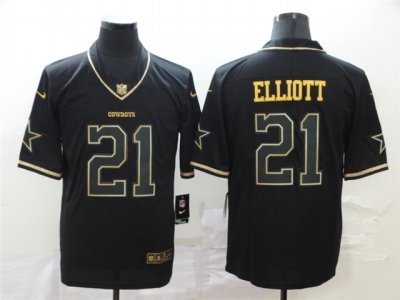 Dallas Cowboys #21 Ezekiel Elliott Black Gold 2020 Vapor Limited Jersey