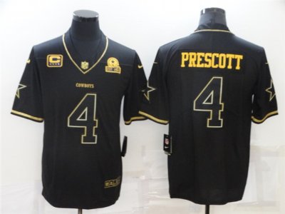 Dallas Cowboys #4 Dak Prescott Black Gold Est 1960 Patch Vapor Limited Jersey