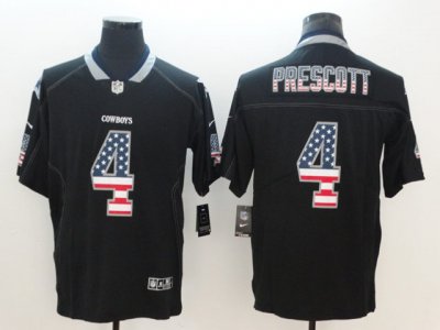 Dallas Cowboys #4 Dak Prescott Black USA Flasg Fashion Limited Jersey