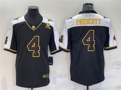 Dallas Cowboys #4 Dak Prescott Thanksgiving Black Gold Vapor Limited Jersey