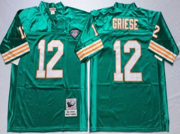 Miami Dolphins #12 Bob Griese Throwback Aqua Jersey