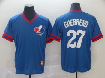 Montreal Expos #27 Vladimir Guerrero Cooperstown Throwback Blue Jersey