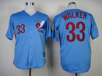 Montreal Expos #33 Larry Walker Blue Throwback Jersey