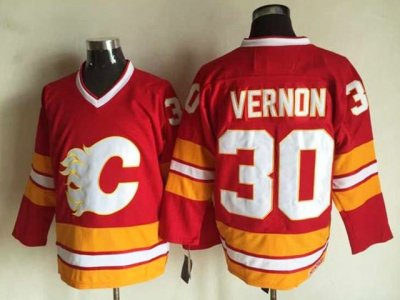 Calgary Flames #30 Mike Vernon 1989 CCM Vintage Red Jersey