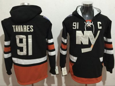 New York Islanders #91 John Tavares White One Front Pocket Hoodie Jersey