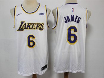 Los Angeles Lakers #6 Lebron James White Swingman Jersey