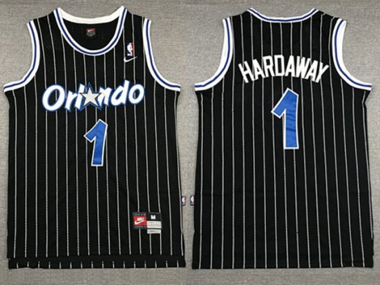 Orlando Magic #1 Anfernee Hardaway Throwback Black Jersey