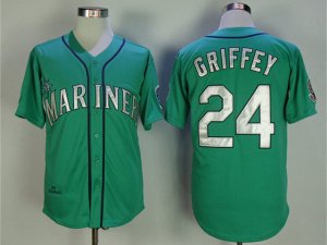 Seattle Mariners #24 Ken Griffey Jr. 1995 Throwback Green Jersey