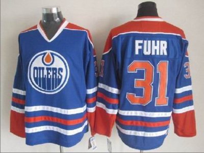 Edmonton Oilers #31 Grant Fuhr 1987 CCM Vintage Blue Jersey