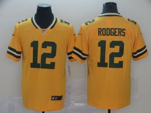 Green Bay Packers #12 Aaron Rodgers Gold Inverted Limited Jersey