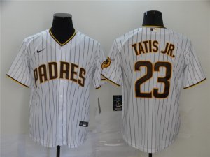 San Diego Padres #23 Fernando Tatis Jr. White Pinstripe Cool Base Jersey