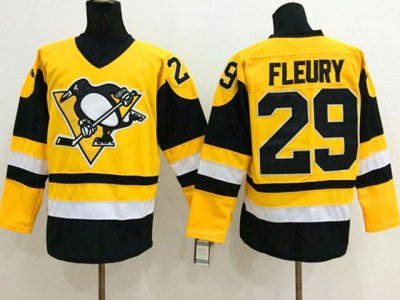Pittsburgh Penguins #29 Andre Fleury 1980's Vintage CCM Gold Jersey