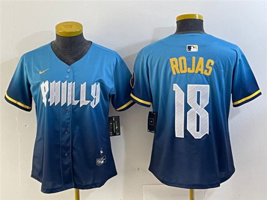 Womens Philadelphia Phillies #18 Johan Rojas Blue 2024 City Connect Limited Jersey