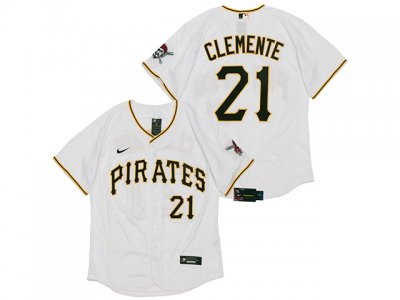 Pittsburgh Pirates #21 Roberto Clemente White Flex Base Jersey