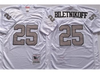 Oakland Raiders #25 Fred Biletnikoff Throwback White/Silver Jersey