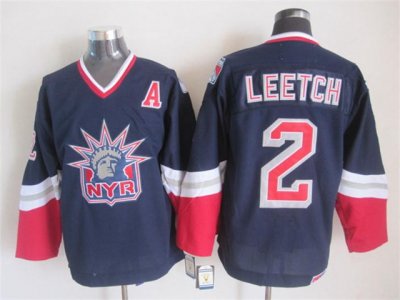 New York Rangers #2 Brian Leetch 1998 CCM Liberty Logo Navy Blue Jersey